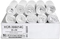 Vista 57 de Aluf Plastics - Bolsas de basura de alta densidad, 10 galones, 1000 unidades, 8 micras (eq), 24 x 24 pulgadas, negras, para baño, oficina