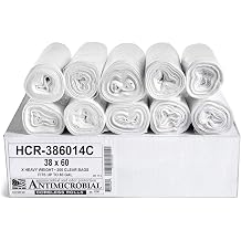 Aluf Plastics High Density Trash Bags, 60 Gallon, 200 Count, 14 Micron eq, 38" x 60", Clear, for Bathroom, Office, Industrial, Commercial, Janitorial, Municipal, Recycling