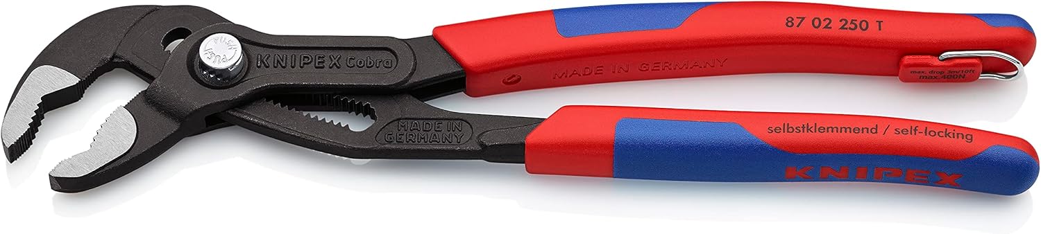 Knipex 87 02 250 T Water Pump Pliers "Cobra" 9,84" with soft handle and tether attachment point