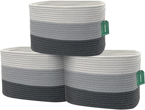 Liseternal Cesta tejida de cuerda de algodón cesta de lavandería cesta de manta cestas de toallas cesta decorativa organizador de almacenamiento