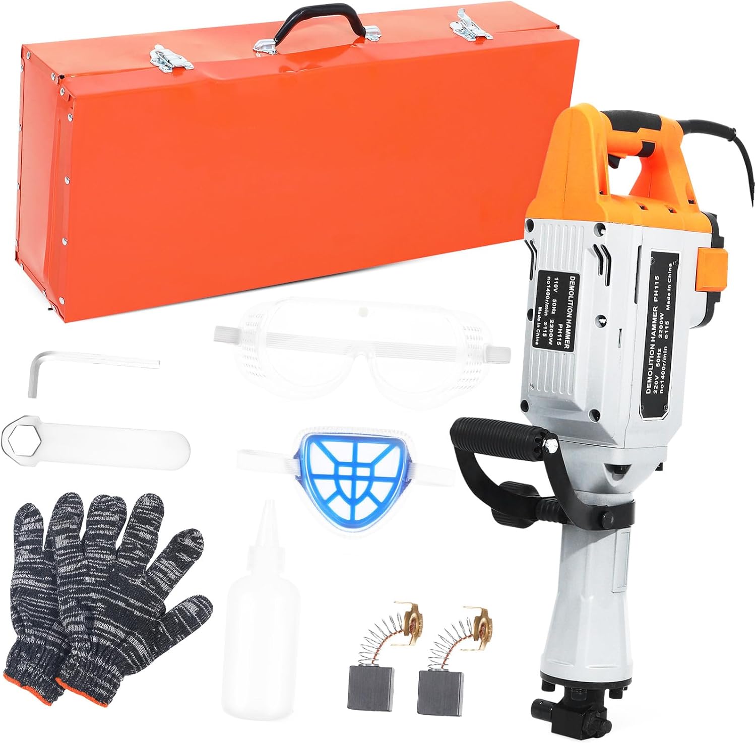 HOMSFOU 110v Demolition Hammer Electric Concrete Breaker Powerful Rotary Hammer Drill for Versatile Industrial and Renovation Use Ergonomic Design for Comfortable Operation