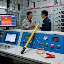 Portable DC Discharge Grounding Rod - 10 kV Insulated Electrocution Safety Tool, 1m/39.4in Epoxy Resin, Ideal for Electrical Repairs and Maintenance