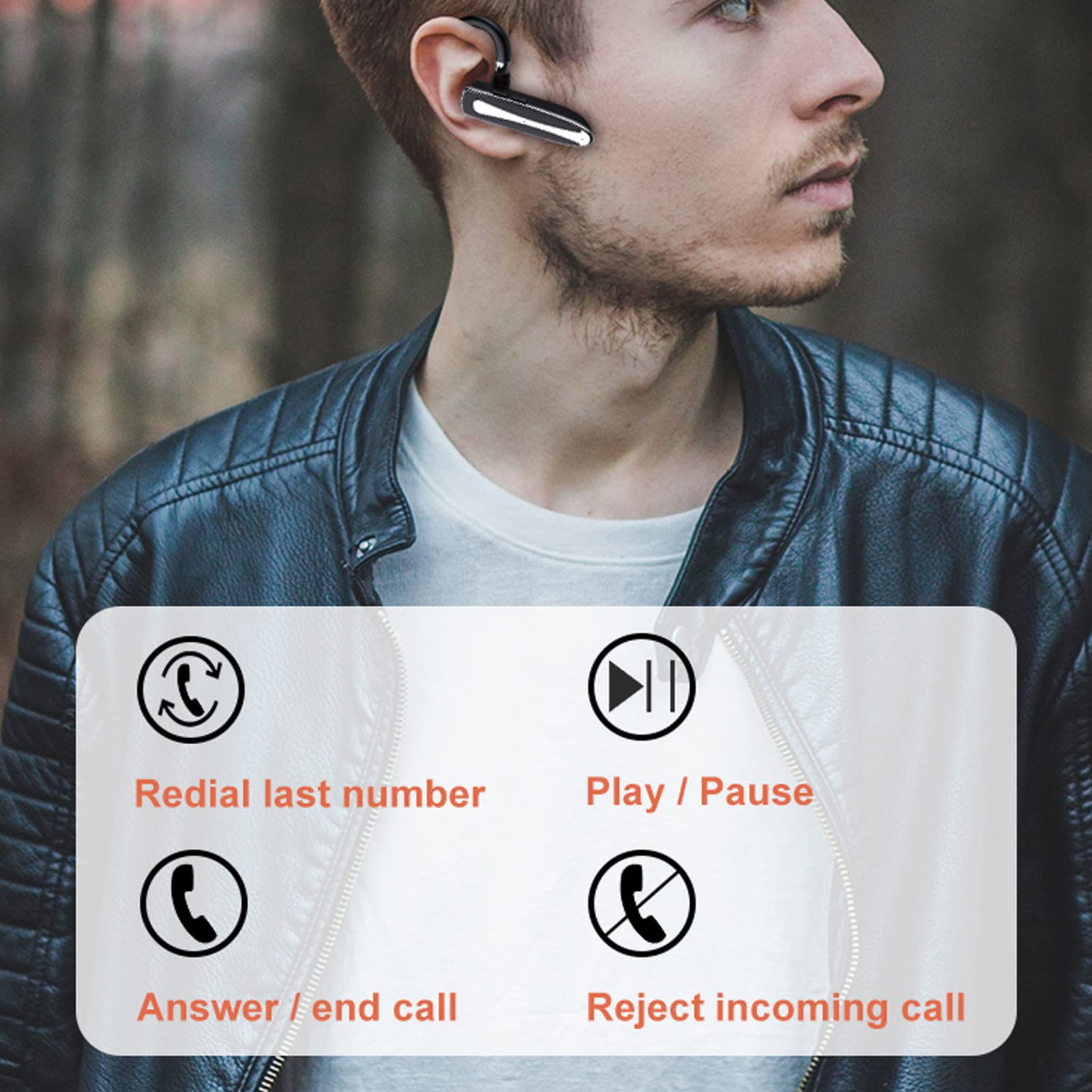 Auricolari Sportivi con Custodia di Ricarica, Auricolari per Telefoni Cellulari con Cancellazione del Rumore, Vivavoce, Microfono Integrato, Auricolare Wireless a Orecchio Singolo per Guidare Sport