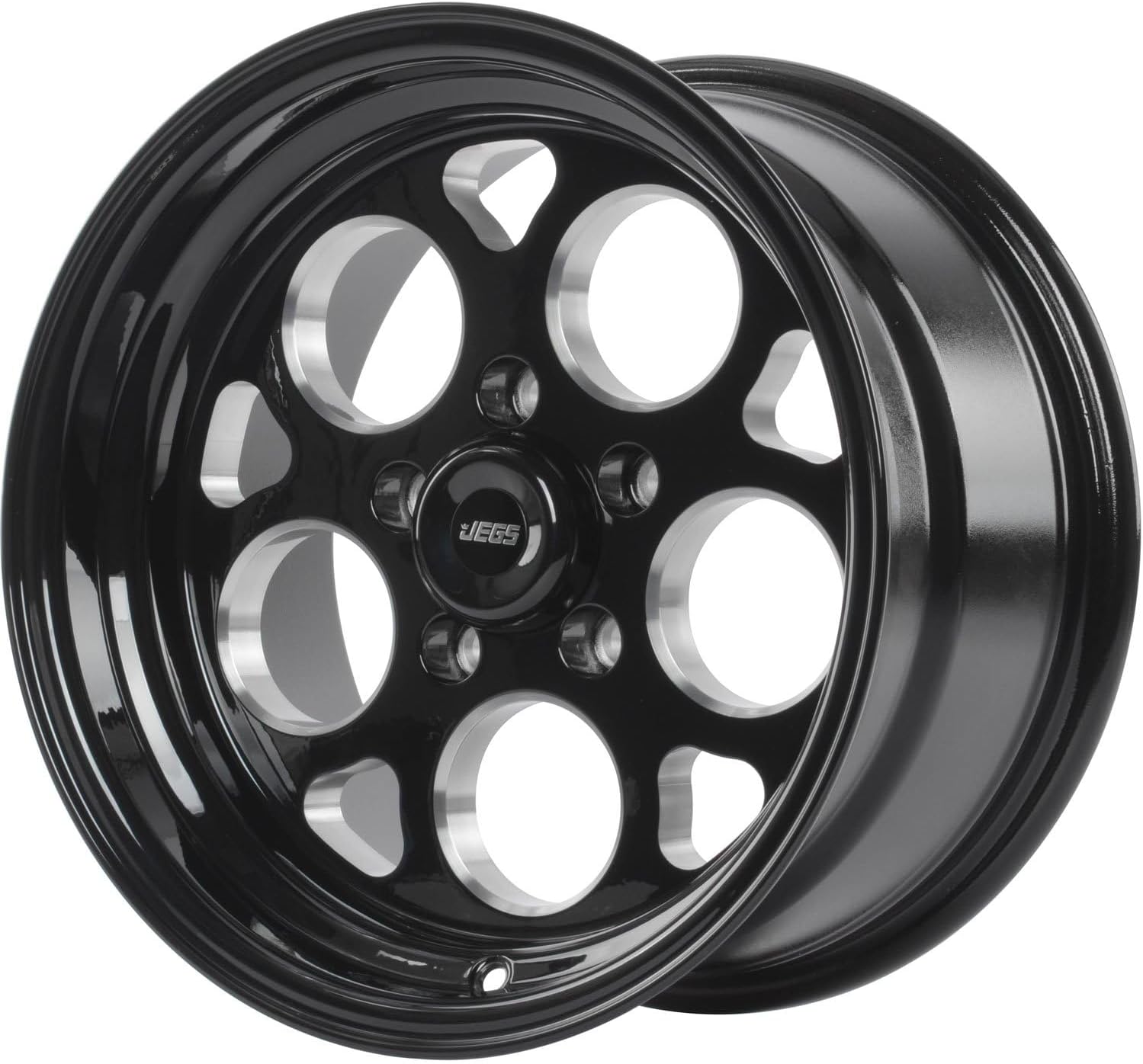 JEGS SSR Mag Wheel 15� x 8� | 5 x 4.75� Wheel Bolt Pattern Spacing | 4.5� Backspacing | Gloss Black Powder Coat | 3.27� Center Bore | Includes Center Cap