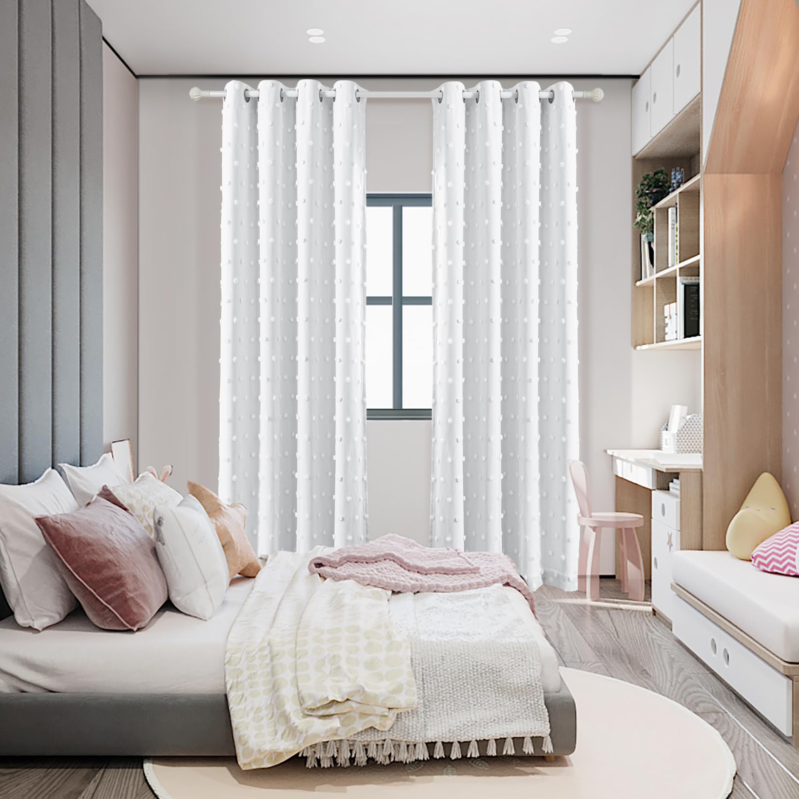 MYSKY HOME Thermovorhang Hitzeschutz Blickdichte Vorhänge Weiss Kälteschutz ——, Kinderzimmer Verdunkelungsvorhang mit Ösen Thermo Vorhang Gegen Hitze für Schlafzimmer, H 225 x B 140 cm, Weiß