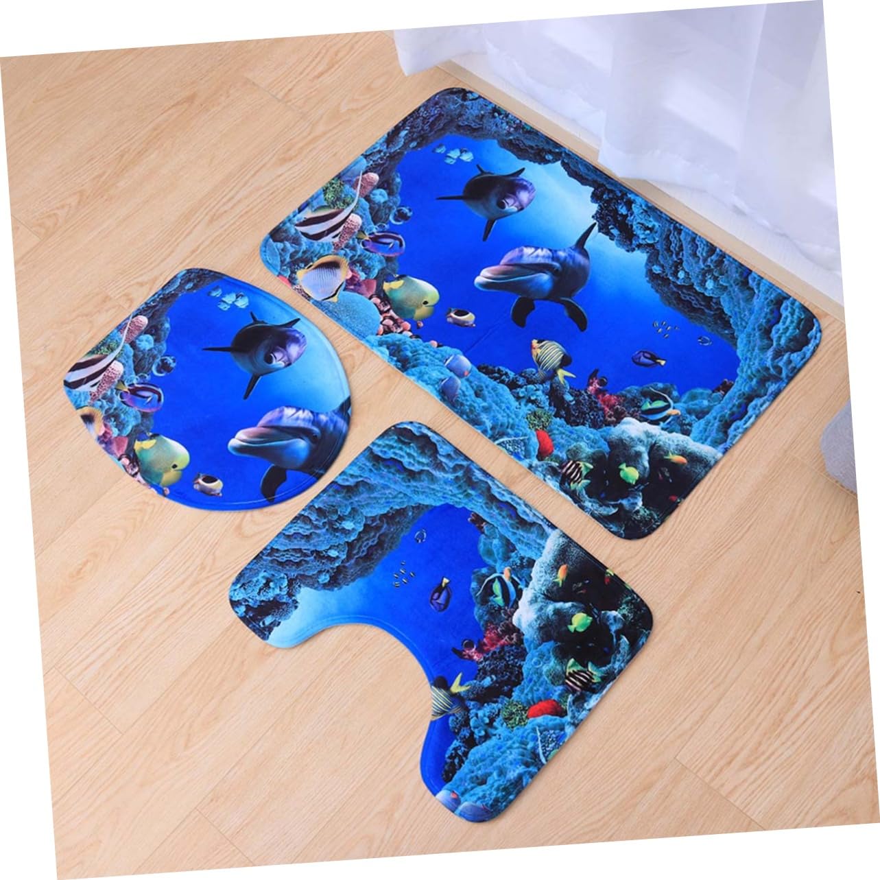 OUNONA Lot de 3 Tapis de Bain Tapis de Bain antidérapant Tapis pour abattant WC Doux Borne Tapis