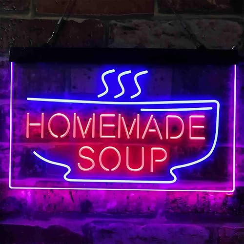 Miniatura 2 de Letrero de neón LED de doble color para restaurante de sopa, azul y rojo, 24 x 16 pulgadas st6s64-i3829-br