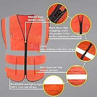 Vista 35 de HYCOPROT High Visibility Mesh Safety Reflective Vest with Pockets and Zipper, Meets ANSI/ISEA Standards