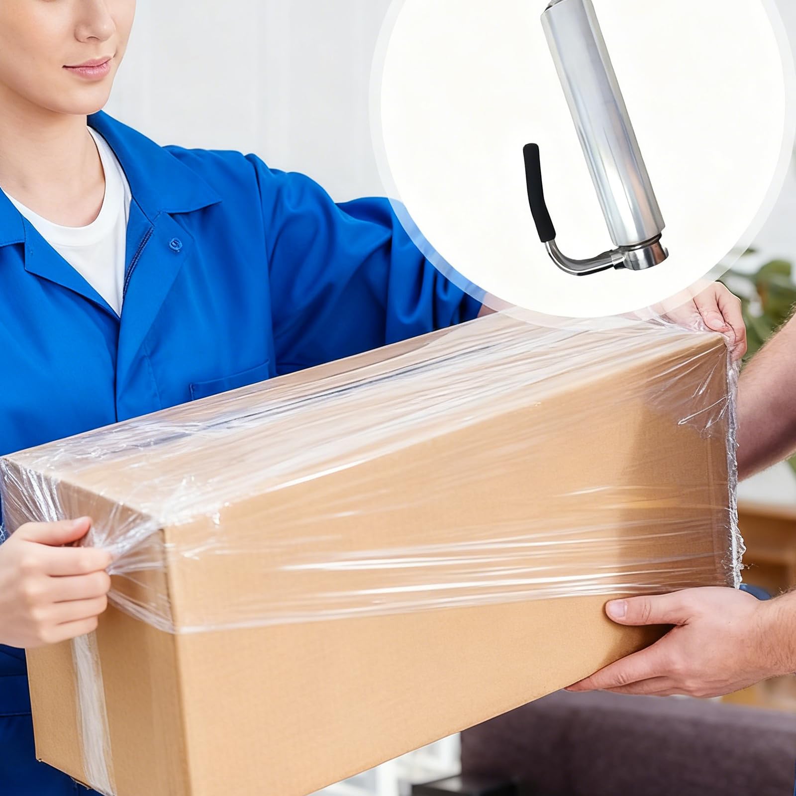 Industrie-Stretchfolienabroller mit Verstellbarer Spannung – Verlängerter Griff für Schrumpffolie für Paletten, Kartons, Umzüge und Versandverpackungen