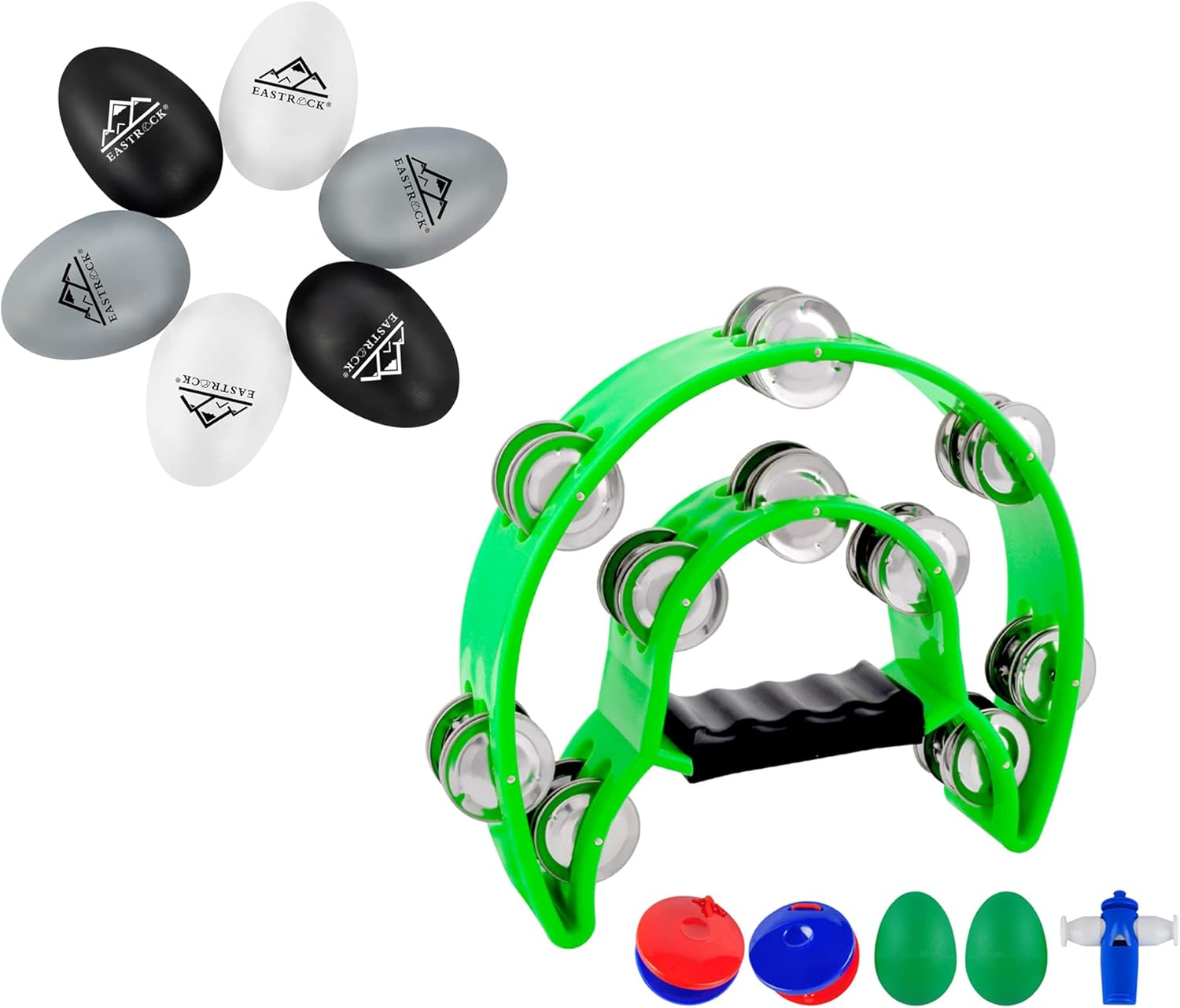EASTROCK Egg Shakers Set 6 PCS and Double Row Tambourine