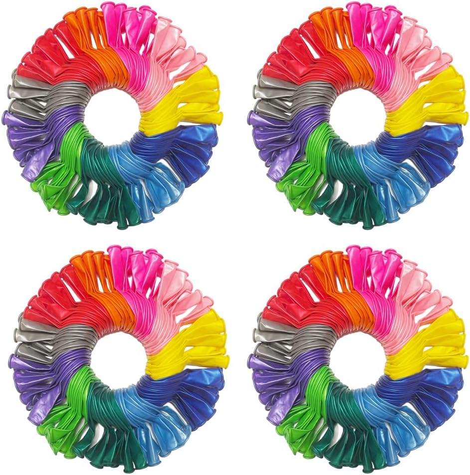 400 Pcs Balloons Assorted Color, YehTrum 10 Inches - 12 Bright Colors Strong Latex Balloons Bulk for Birthday Wedding Party Decorations