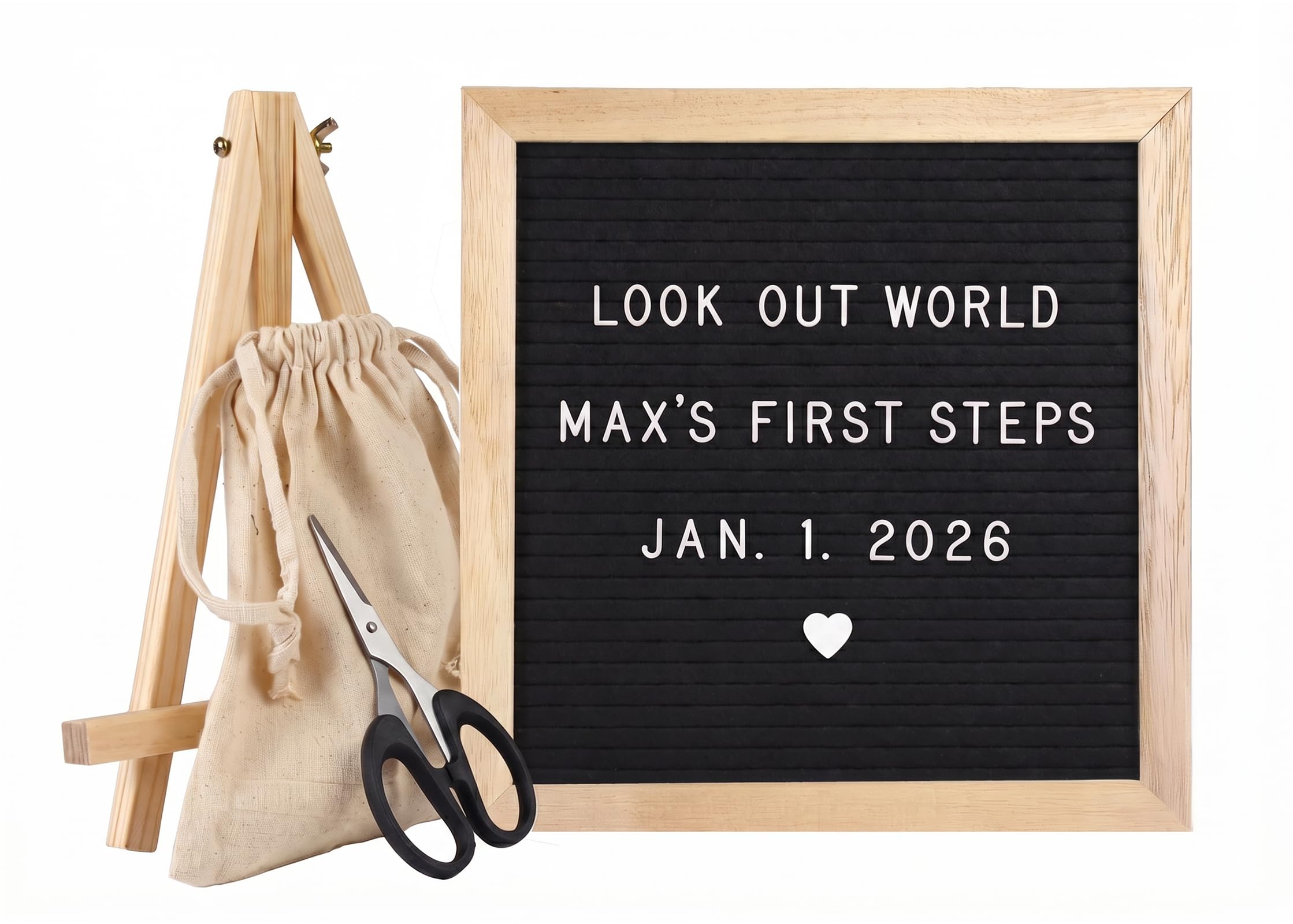 Felt Letter Board, 10x10 Inch Changeable Message Board with Stand – 340 Letters, Numbers & Symbols, for Baby Announcements, Milestone Memories, Home Office & Party Decoration Gift, Black