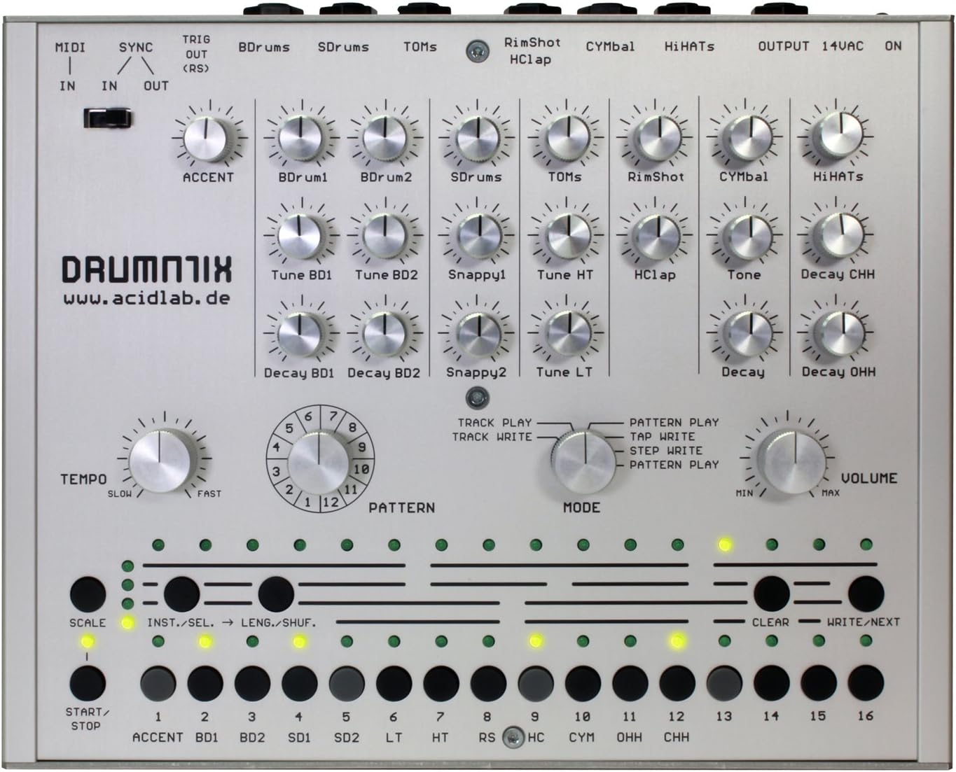 Amazon Acidlab アナログ ドラムマシン Drumatix MIDI対応 TR606/TR808クローン シーケンサー