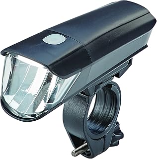 Prophete Bicycle LED Battery Light Set, Headlight 40 Lux (Switchable 40/15 Lux), Rear Light, Tool-Free Battery Change, Includes Fixings