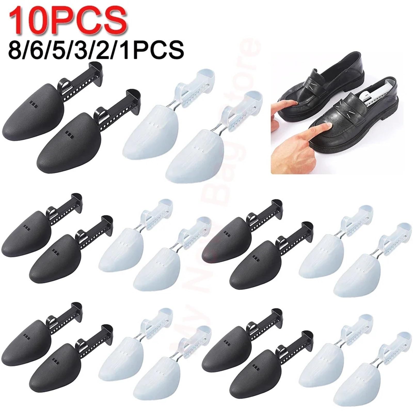 Schuhspanner 1-10 Paar Schuhspanner aus Kunststoff for Damen und Herren, Unisex, Lederschuhe, verstellbar, tragbar, Schuhspanner, Former, Spannerhalter