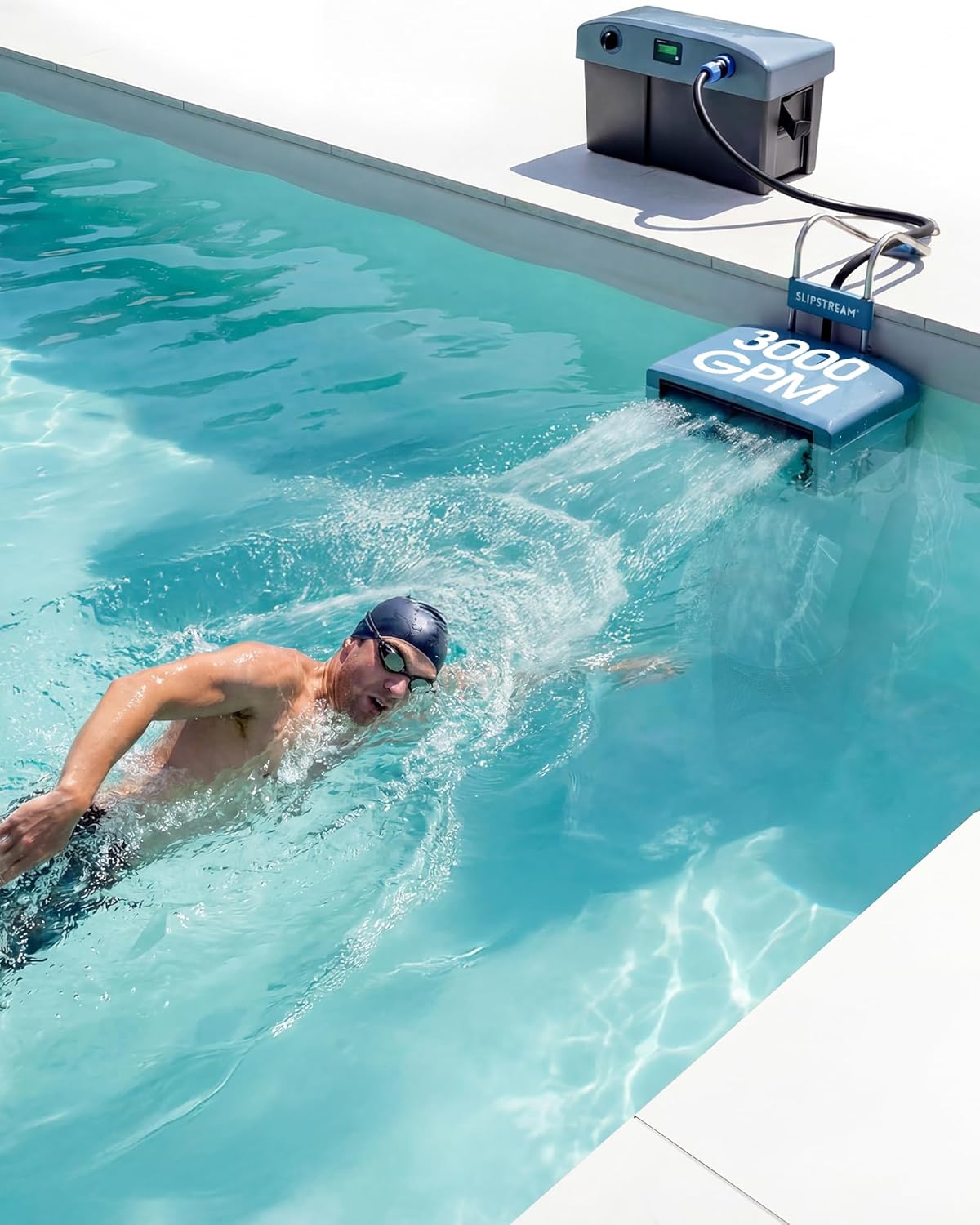 SLIPSTREAM Swim Machine for Pools - 3000 GPM - Portable, No Installation - Wider and Smoother Than Swim Jets - Inground & Above Ground Pool Counter Current Machine - for Swim, Fitness & Family Fun
