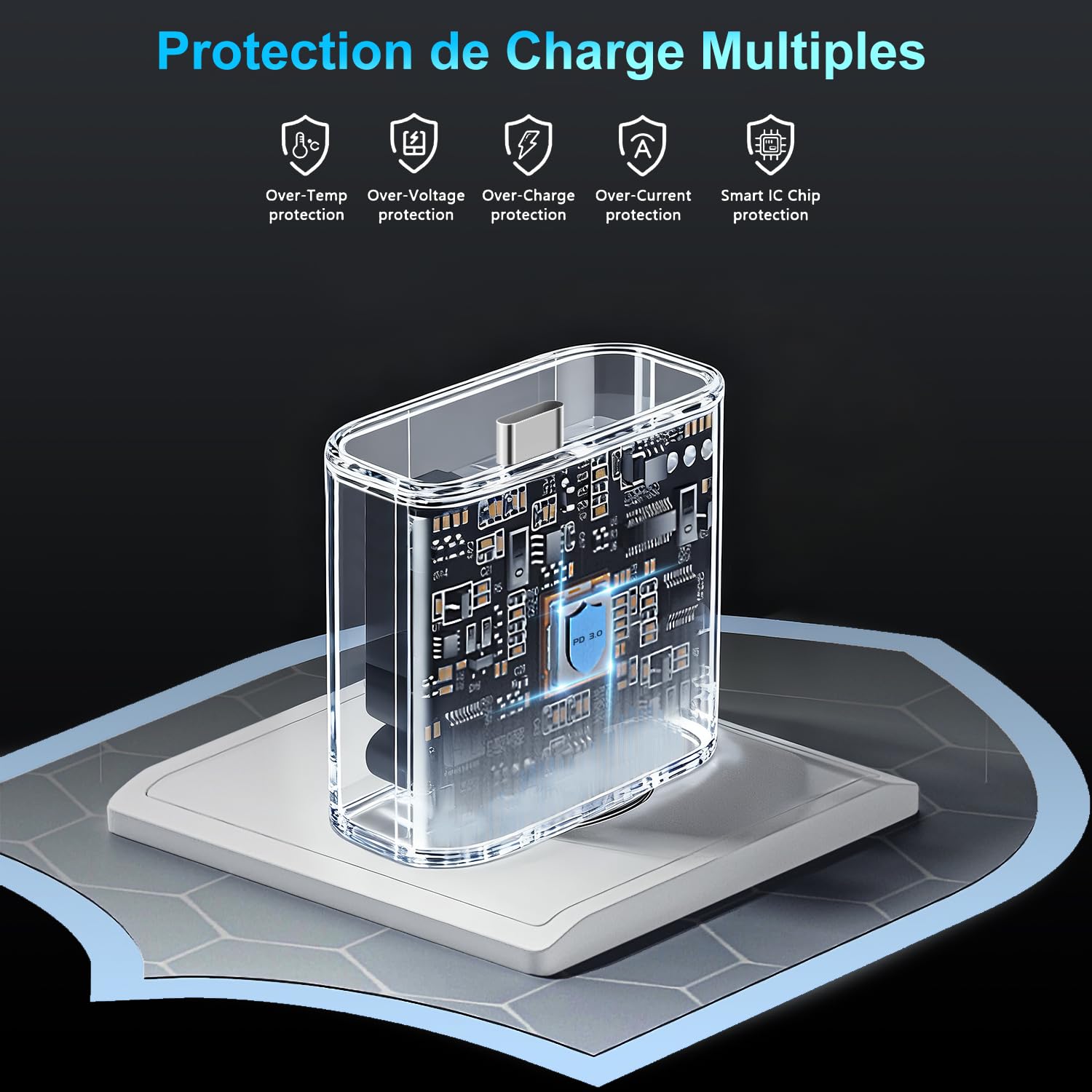 Chargeur Rapide Certifié Apple MFi pour iPhone 14/13/12/11/Pro Max Plus Mini SE XR X XS 8 7 6, Adaptateur Secteur USB-C 25 W avec Câble Lightning 1m, USB-C Power Delivery Charger