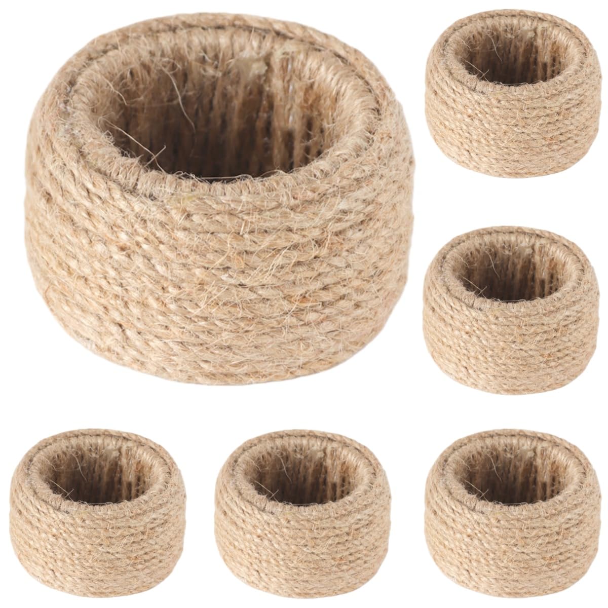 Rond De Serviette De Table Lot de 100 Ronds De Serviette Artisanaux en Corde De Chanvre Tressée Couleur Naturelle pour Banquets D'Hôtels Fêtes Et Mariages