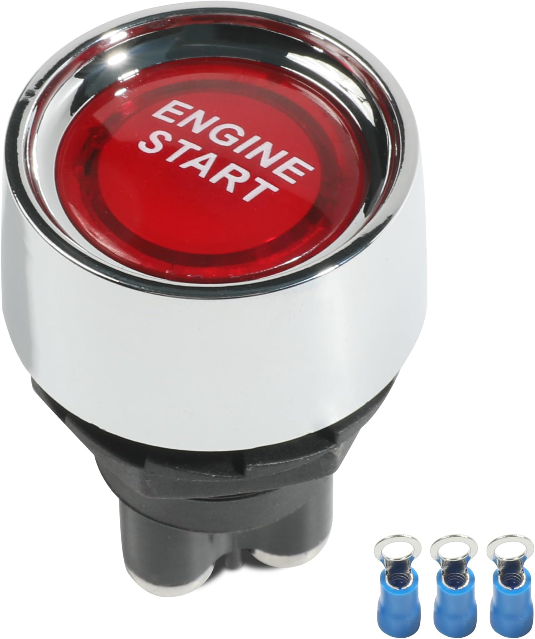 YAKEFLY 12v DC 50A Car Start Engine Button Stater Switch,SPST Push Start Ignition Switch,LED Light Off-(ON) Momentary Engine Start Button Switch,Push to Start Ignition Kit (Red)