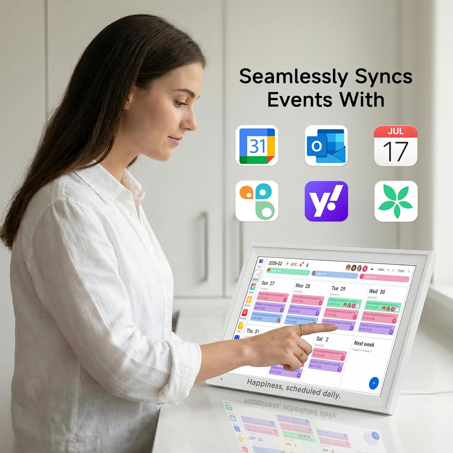 15.6″ Smart Digital Family Calendar & Planner: Touchscreen Wall Display for Busy Families, Easy Setup, Shared Schedules, Kids Chores & Meal Planning, Giftable for Families