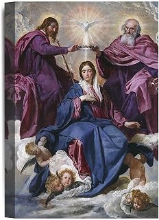 IPIC - Coronation of the Virgin by Diego Velazquez, Acid-Free Cotton Canvas by Giclee Print and Stretched Canvas Wooden Framed for Office and Home Decor. 18x12