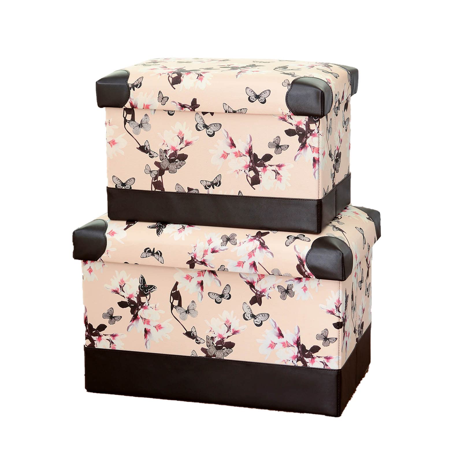 Pouf de rangement pliable pour salon moderne et gain de place en similicuir