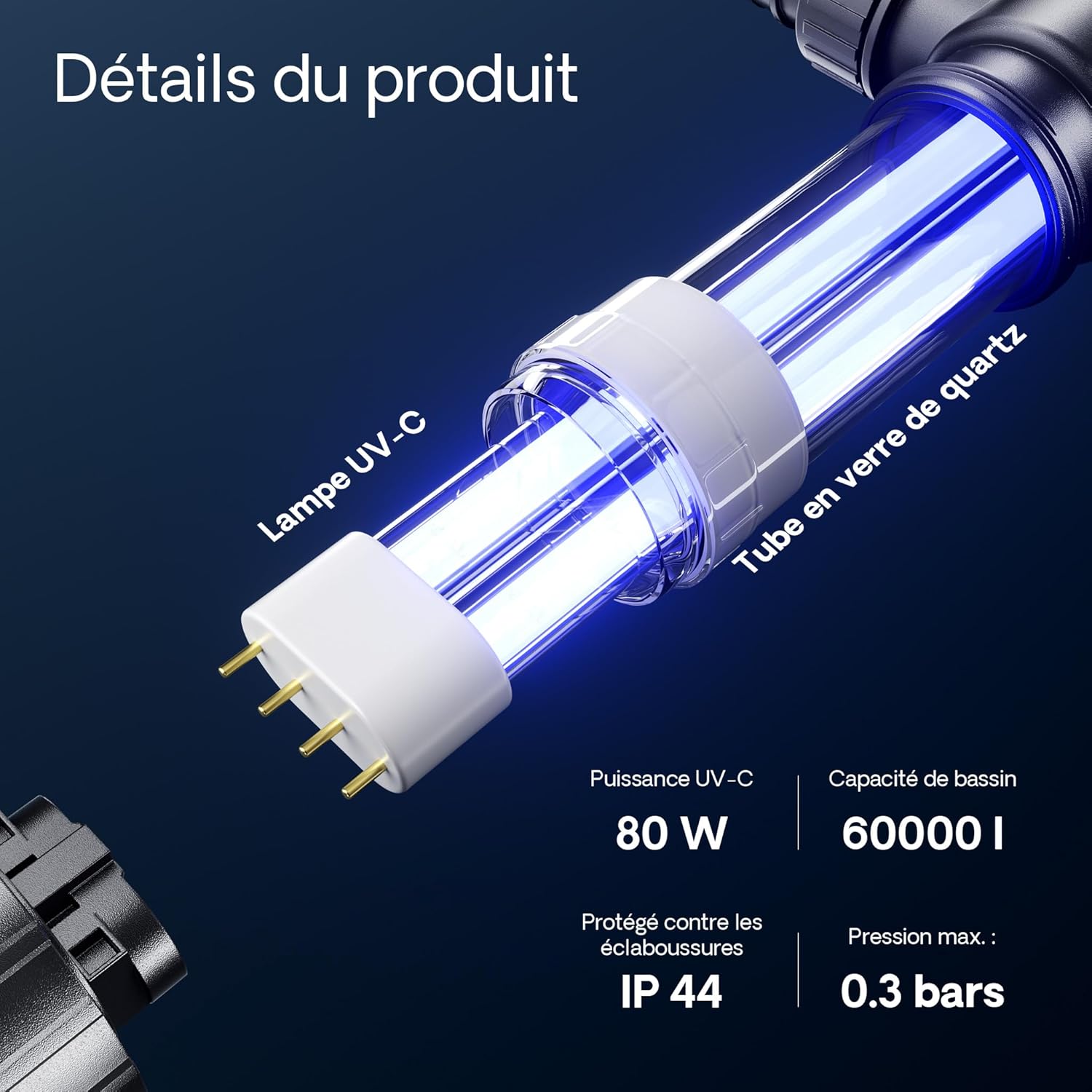 UV-C Lamp and Quartz Glass Tube Detail