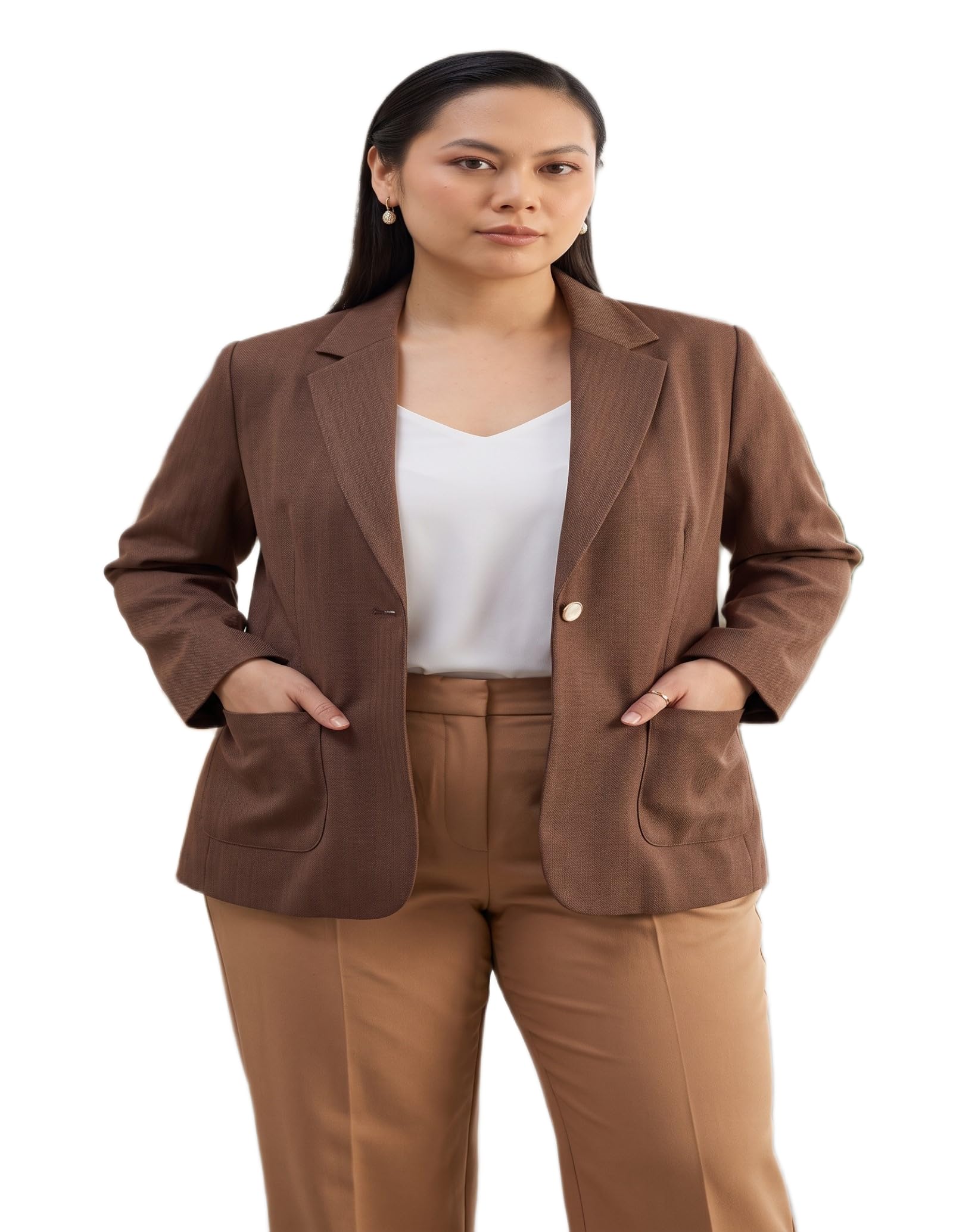 Women's Work Blazer – Brown Color-image-8
