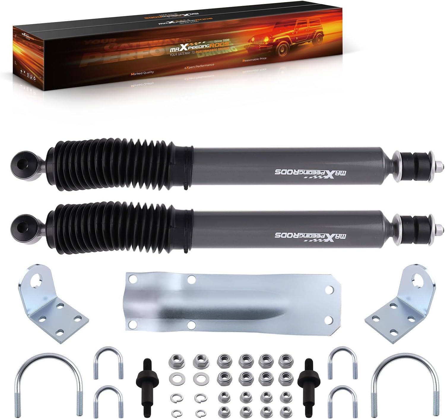 maXpeedingrods Dual Steering Stabilizer for Dodge Ram 1500 4WD 1994-1999, for 2" or More Suspension Lift, G1 Version