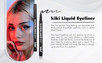 قلم كيكي Superliner سائل أسود ، مقاوم للسمك طوال اليوم نباتي ، مقاوم للسمنة الخالية من القسوة طوال اليوم