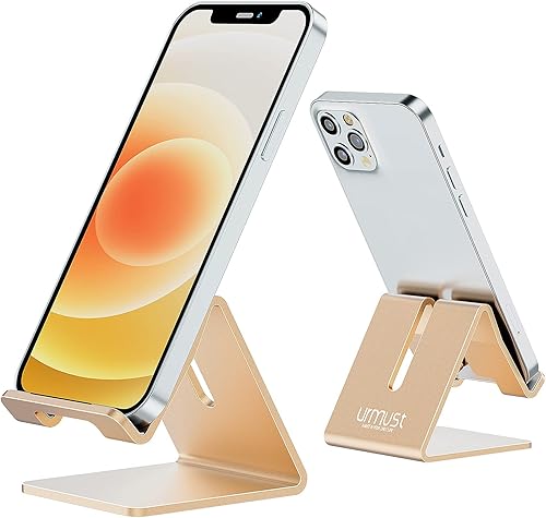 Urmust Soporte de escritorio para teléfono celular, soporte de aluminio para iPhone 14 13 12 11 Pro Xs Max Xr X 8 7 6 6s Plus 5 5s 5c, decoración de