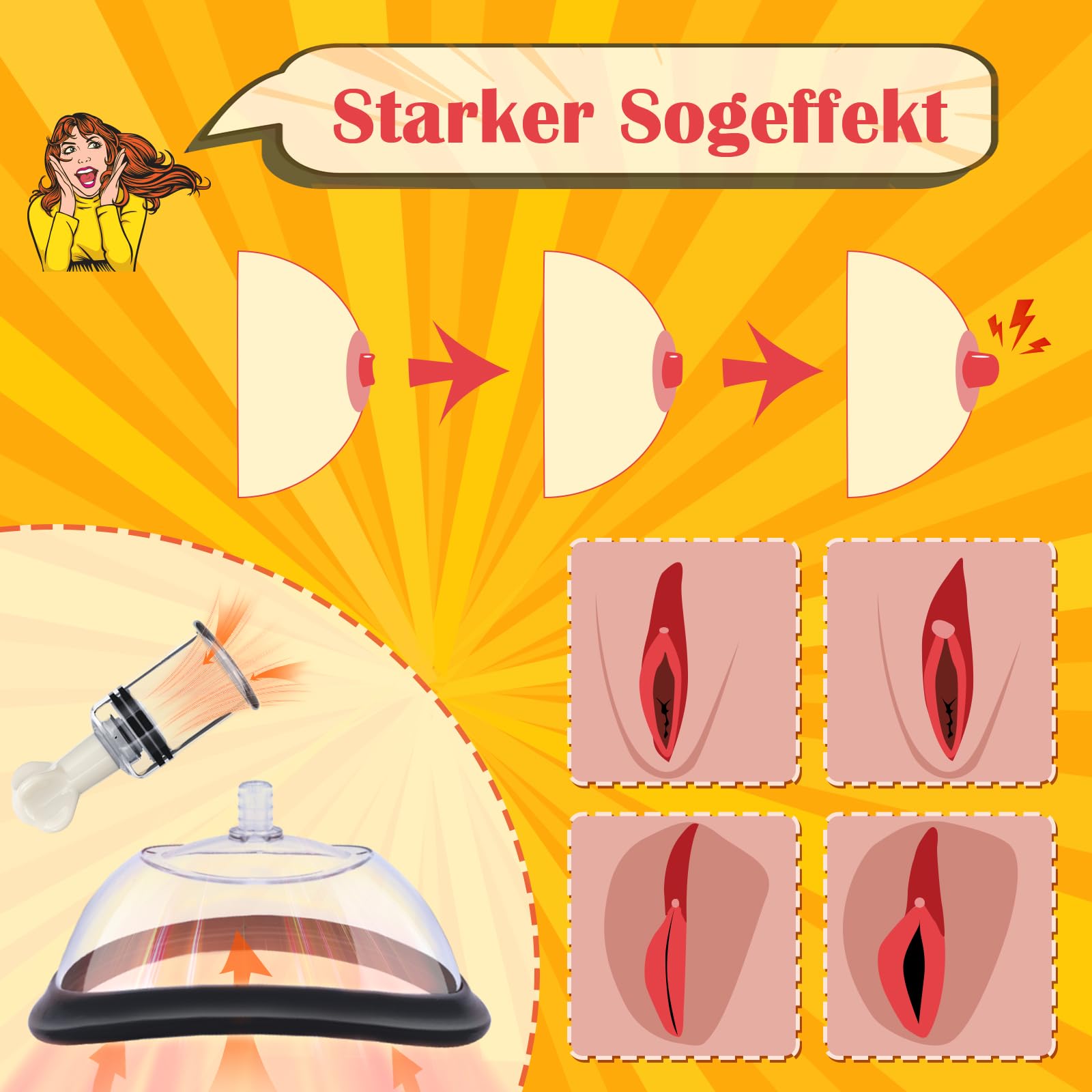 Succhia Clitoride per Donna, Kit Pompa Vulvare con Ventose per Clitoride e Capezzoli - Stimolatore Clitoride, Giocattoli Sessuali Donna con Forte Suzione per Piacere Femminile e di Coppia BDSM