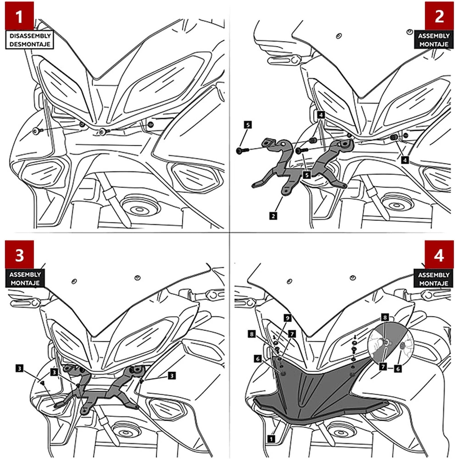 Adatto per Yamaha Tracer Tracer9 GT 2022-2024 Moto Becco Naso Cono Estensione Parafango Anteriore Carenatura Winglets protezione forcella(Black)