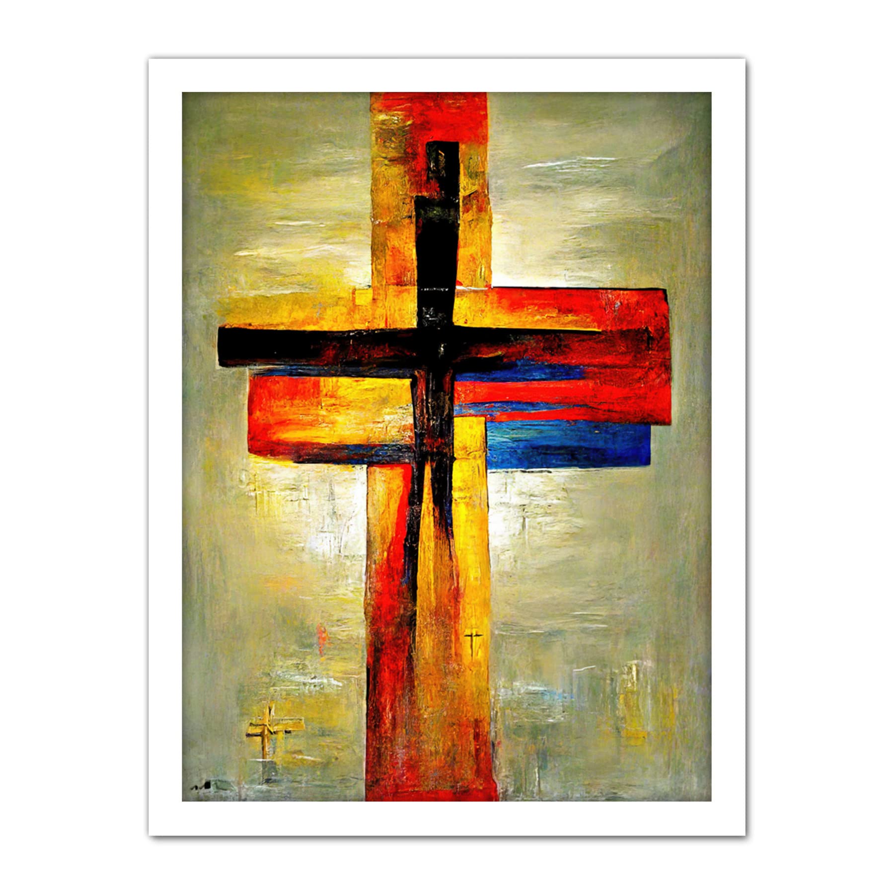Doppelganger33 LTD Christian Modern Crucifixion Cross Jesus Artwork Framed Wall Art Print 18X24 Inch