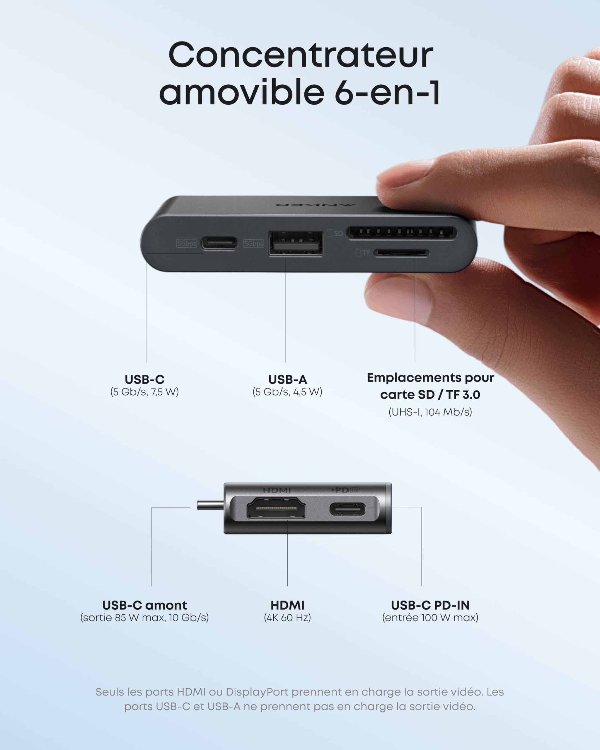Anker Nano Station d'accueil pour Ordinateurs Portables avec Concentrateur Intégré, 13-en-1, Triple Affichage avec 2 HDMI et 1 DP, USB-C 10 GB/s, 3 USB-A, Audio, SD/TF, Ethernet, 100 W Max PD
