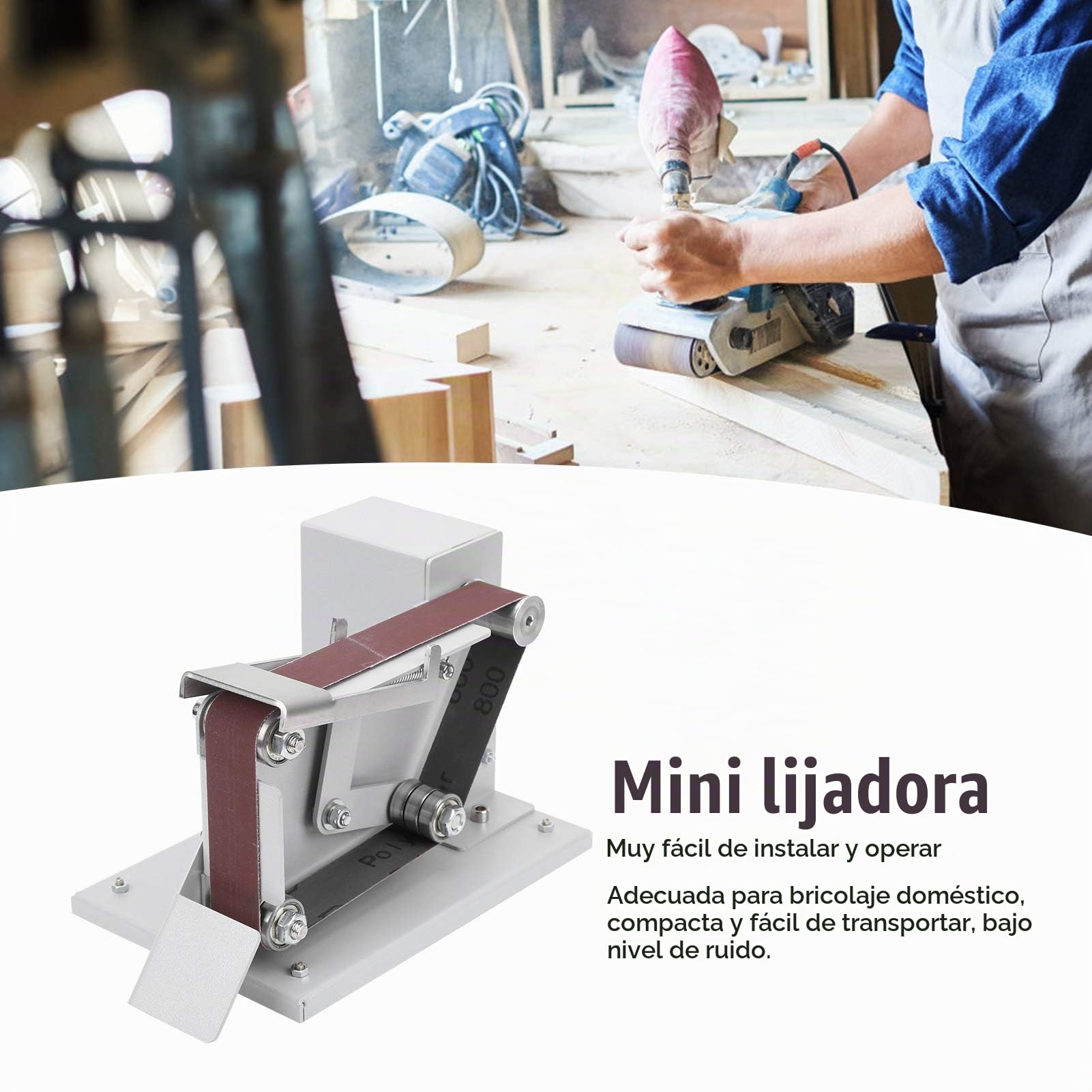 Afilador de cuchillos eléctrico mini de 4500 a 9000 rpm, 7 velocidades ajustables, lijadora de mesa compacta para trabajar madera y metal, pulidora con motor de 96 W (110-240 V)