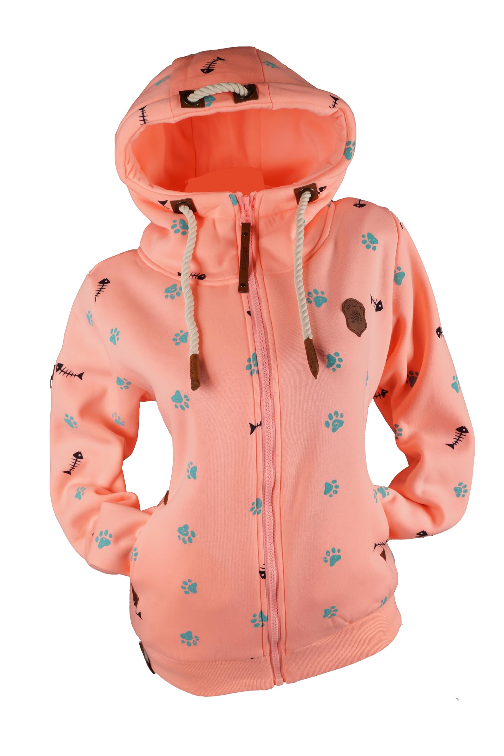 VIN TE Damen Sweat Jacke Kapuze Hoodie Fleece Übergangsjacke verschiedene Designs Schleifen Boote Anker M-3XL