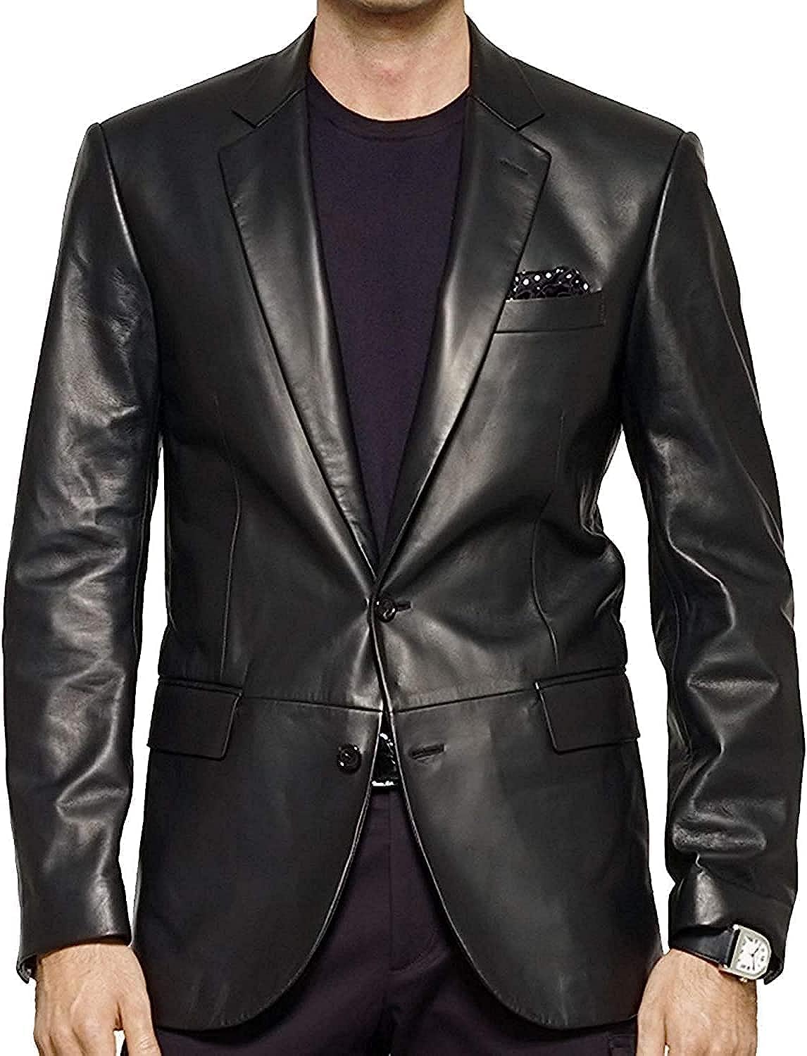 Men's Leather Blazer Coat | Classic Bond’s Style Ultimate Leather Blazer for Men | Casual Blazer Jacket for Men