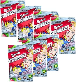 Kit 7x Bala Japonesa Mais Azeda do Mundo – SOUR STRAWBERRY Morango Azedo Extremo Importada do Japão