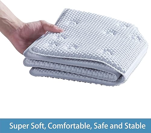 Miniatura 4 de Alfombrilla antideslizante para bañera espuma de seguridad suave para bañera adecuada para ancianos y niños de 21 x 21 pulgadas con orificios de