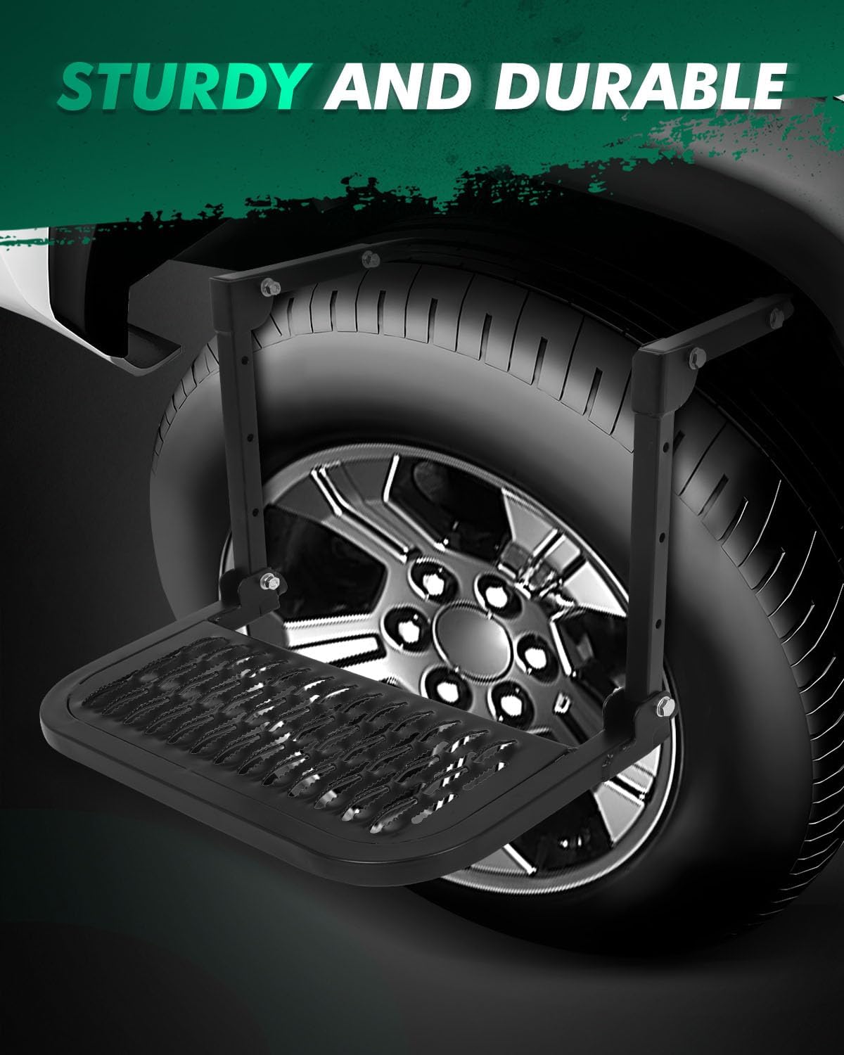 SCITOO Adjustable Folding Tire Step with Non-Slip Shark Jaw Design - Fits 9"-13" Tires, Supports 330 lbs