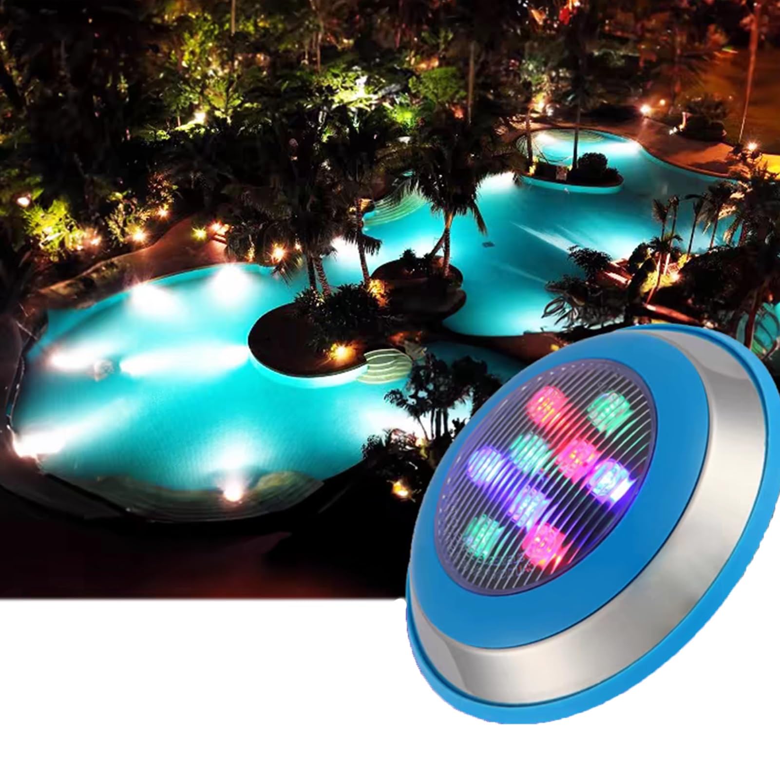 Luz De Fuente LED Sumergible - Luces De Paisaje Submarino, Proyector De Piscina LED Subacuático De 12V, Luces De Piscina De Bajo Voltaje A Prueba De Agua IP68, Para Estanques Iluminación(White,18W)