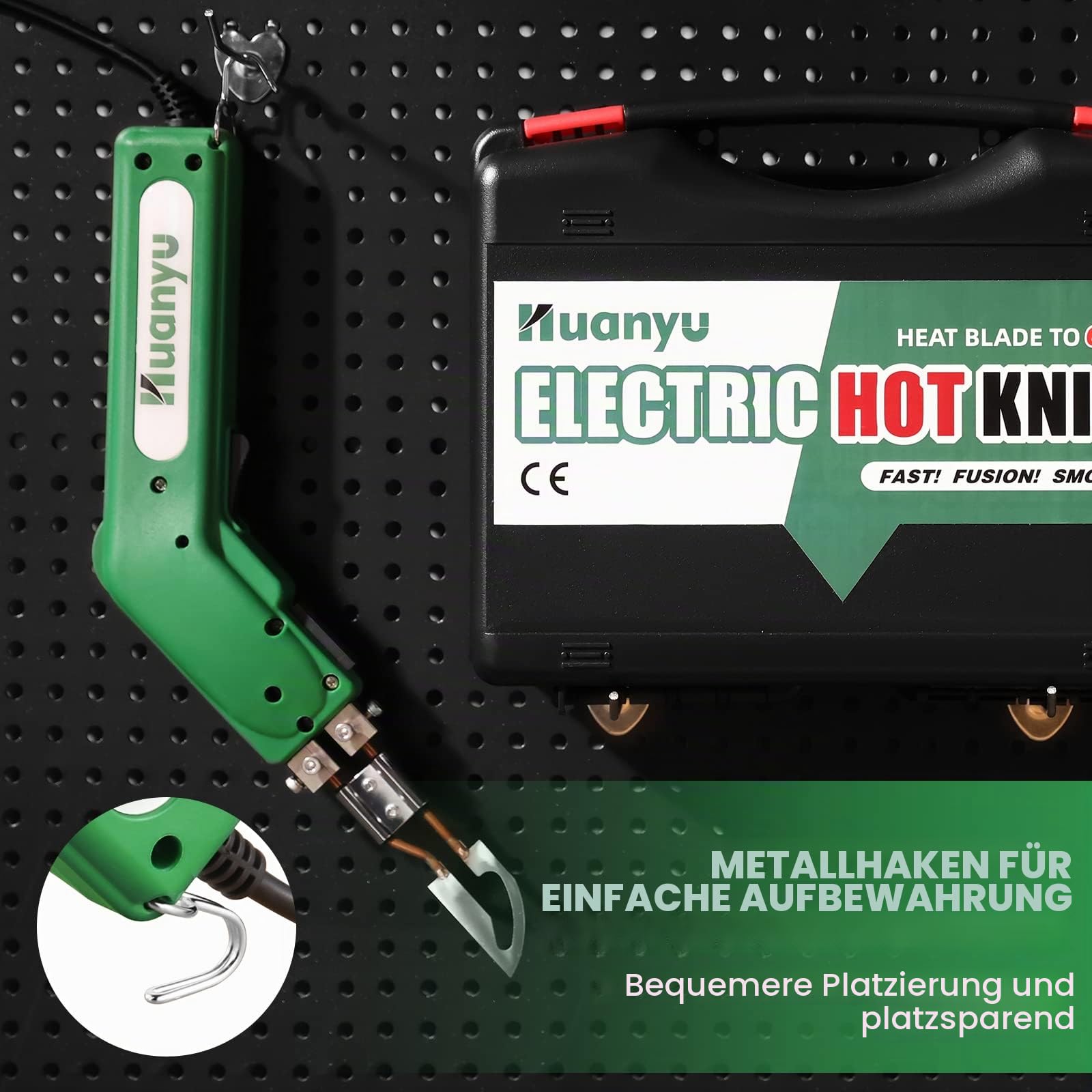 Huanyu Elektrisches Heißmesser-Schaumschneider mit 4 Klingen Seilkürzer Stoffschneider Polystyrol-Schneidwerkzeug 50-600℃, 100W tragbares Schneid-Set für Schwamm, Stoff, Gurte, KT-Platten, Faser