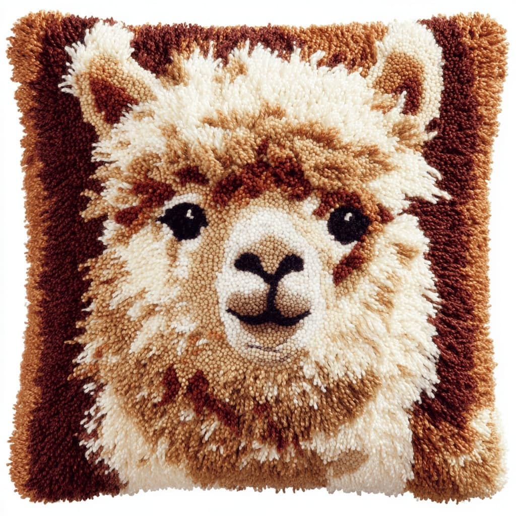 AxiangziK Latch Hook Pillow Kit for Adults,Alpaca 17X17In Latch Hook Kit for Pillow Cover with Instruction for Beginner Cross Stitch Sofa Cushion Cover with Crochet Yarn for Beginners and Home Decor