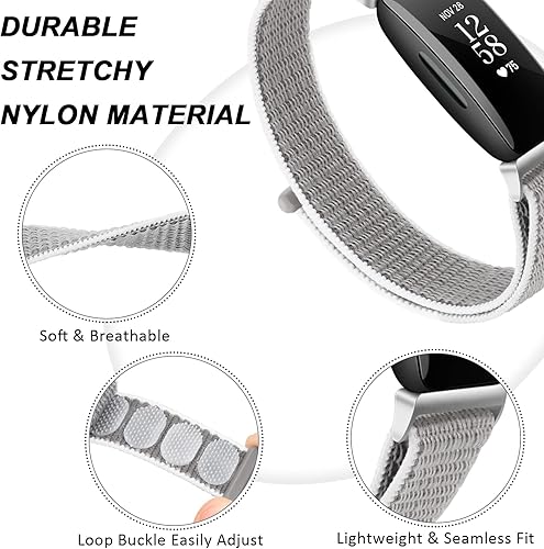 Miniatura 10 de Bandas de nailon compatibles con Fitbit Inspire 2 e Inspire HR & Inspire para mujeres, hombres y niños, correa de repuesto suave ajustable
