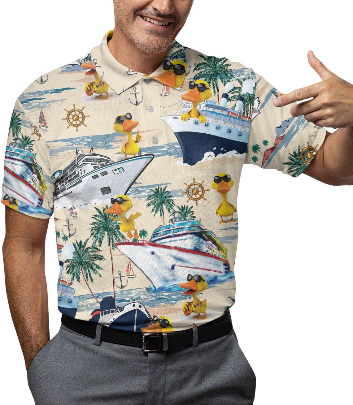 Funny Golf Shirts for Men, Hawaiian Polo Shirts for Men Unisex Casual Shirt Mens Polo Shirts Short Sleeve
