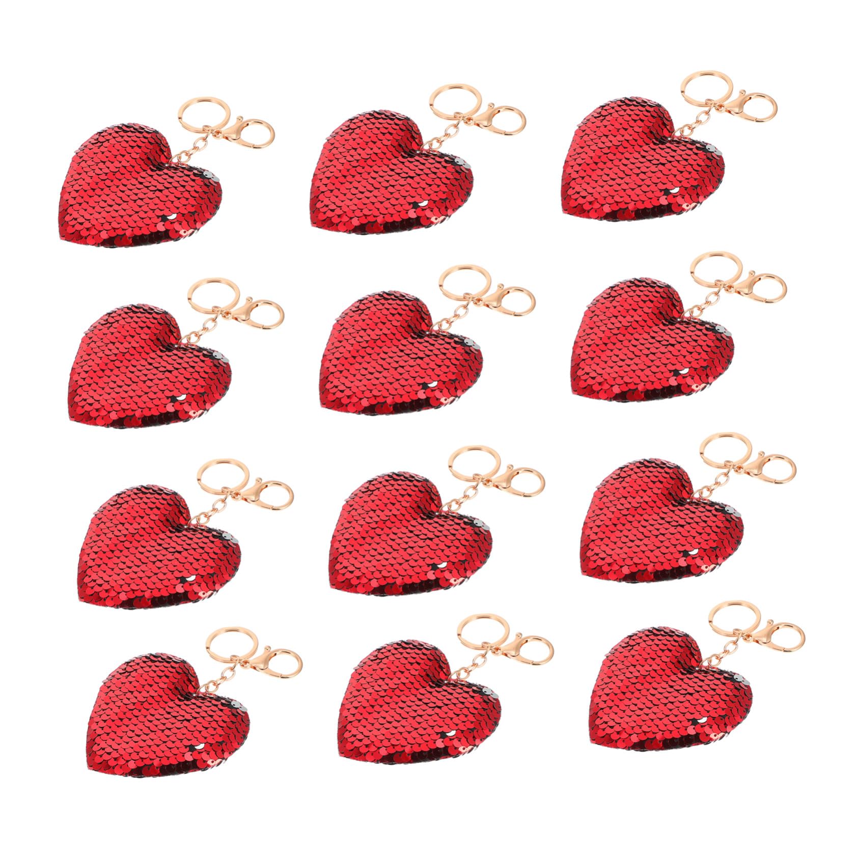 Mipcase Portachiavi a Forma di Cuore 24 Pezzi Paillettes Glitter Rosse Pendenti in Lega e Plastica, Accessori Moda per Uso Quotidiano e Regalo la Festa degli Innamorati