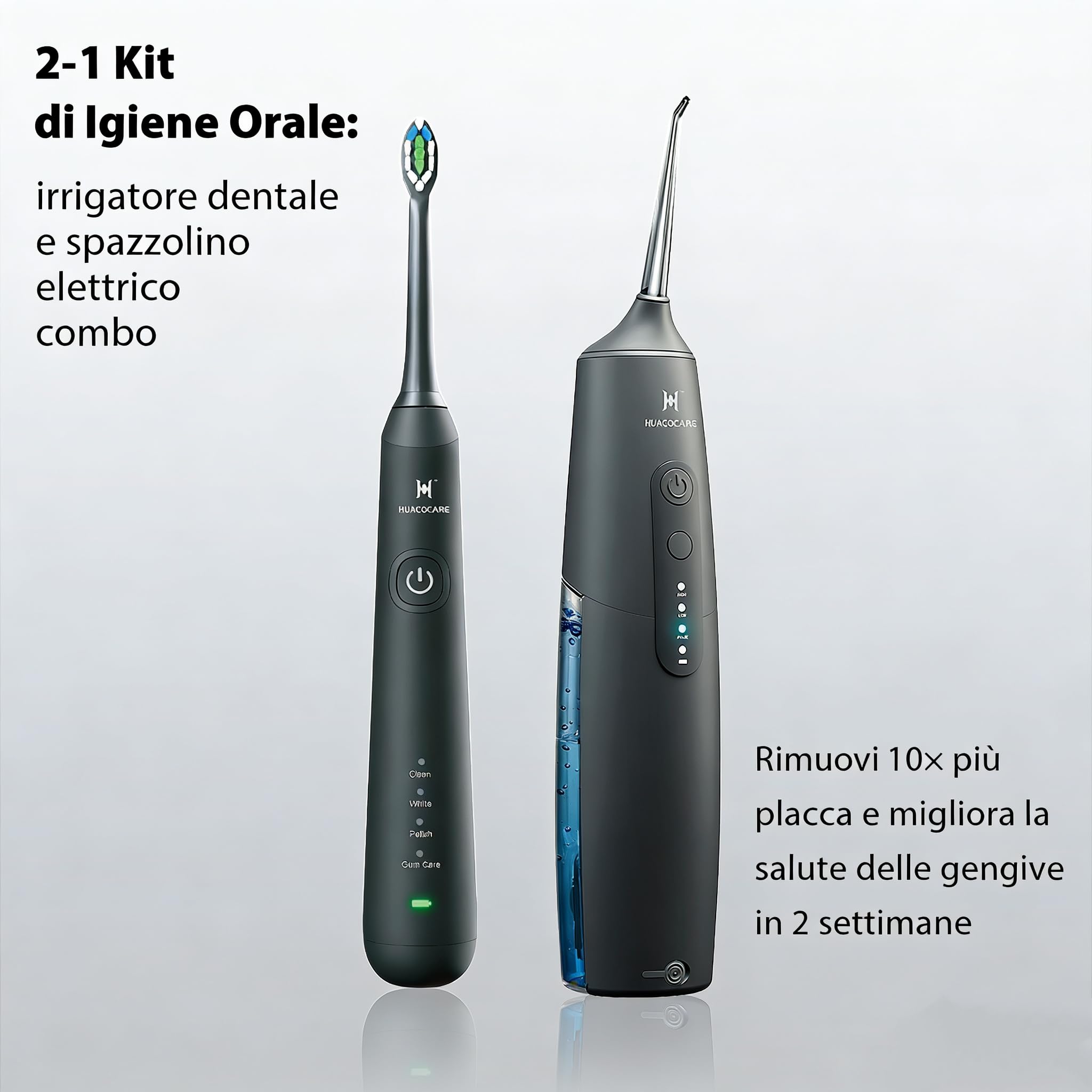 Idropulsore e Spazzolino Elettrico 2 in 1 – Kit di Pulizia Orale con Irrigatore Dentale Portatile e Spazzolino Sonico – IPX7, 3 Modalità Acqua, 4 Modalità Spazzolamento per Igiene Orale Completa