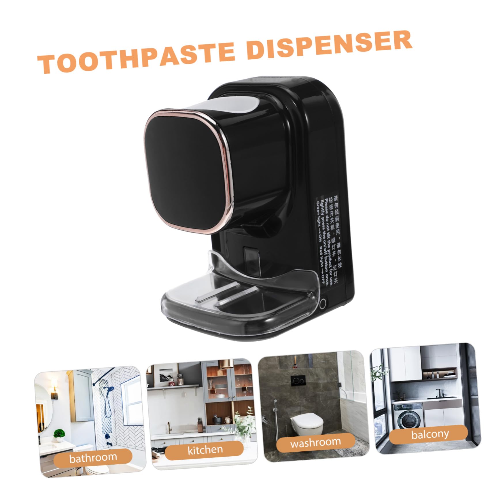 Yardwe Dispenser Automatico di Dentifricio Elettrico a Muro Sensore per Applicazione Manuale, Nero