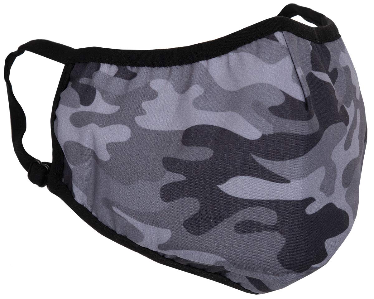iscream Teen & Adult Night Fog Camo Double Layer Adjustable Ear Strap Face Mask with Pocket